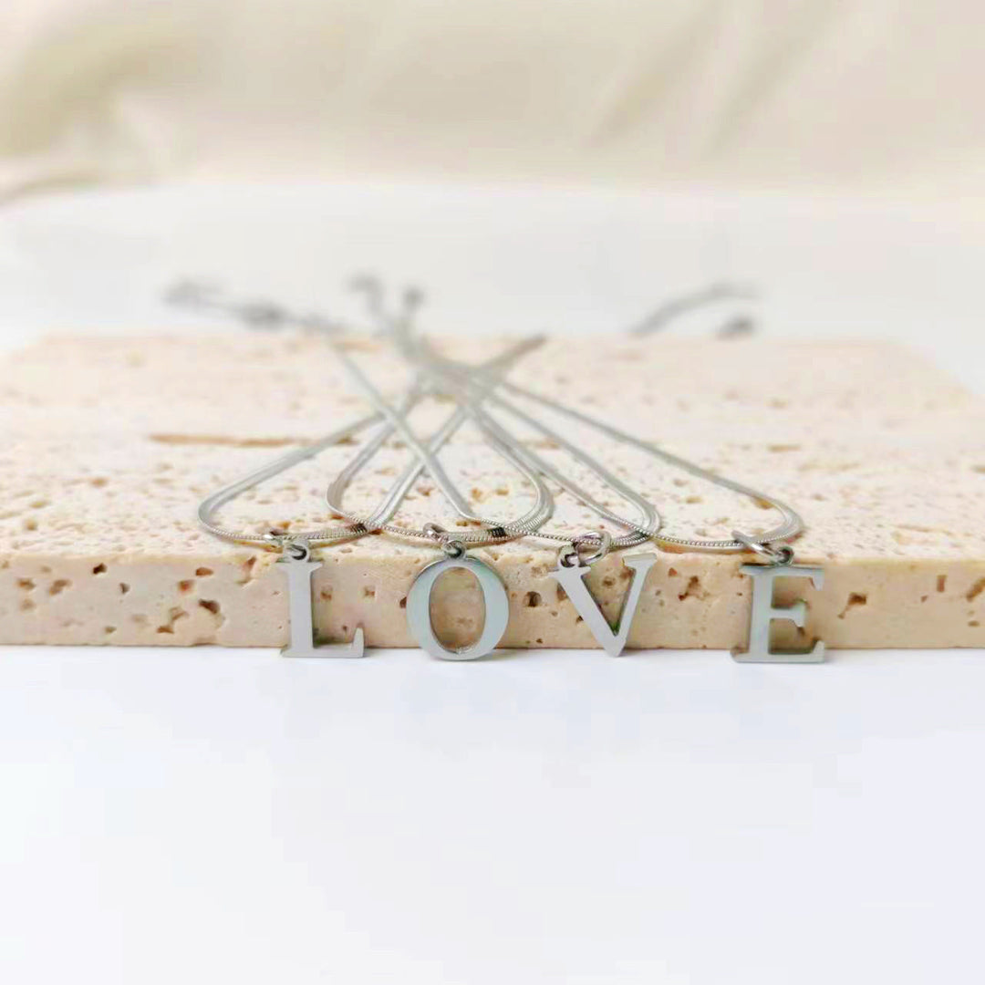 BowLift | Minimal Serif Letter Initial Herringbone Necklace