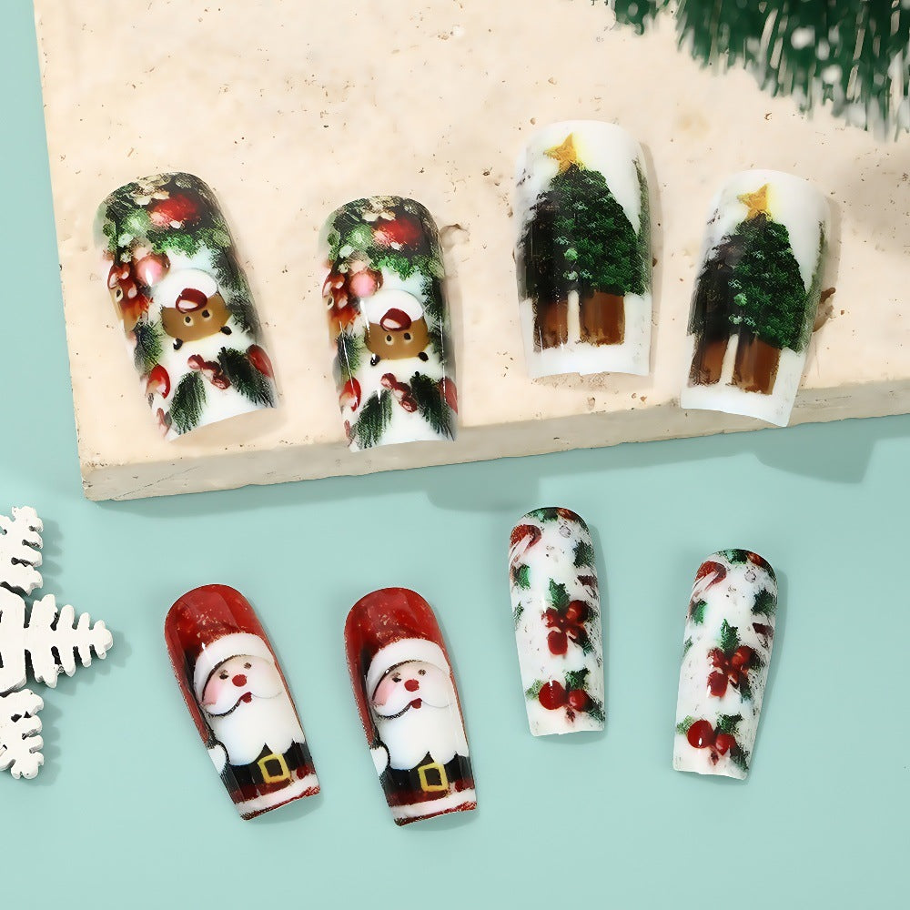 Artificial nails in festive Christmas design Bowlift 1788542011