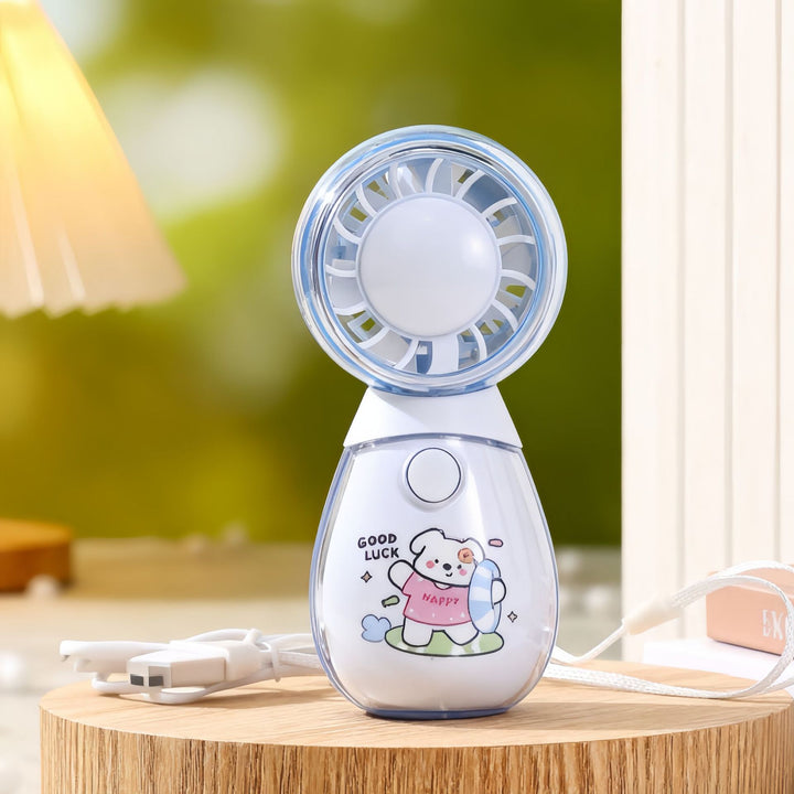 Women's Portable Mini Hand Fan with Animal Design and USB Charging Function Bowlift