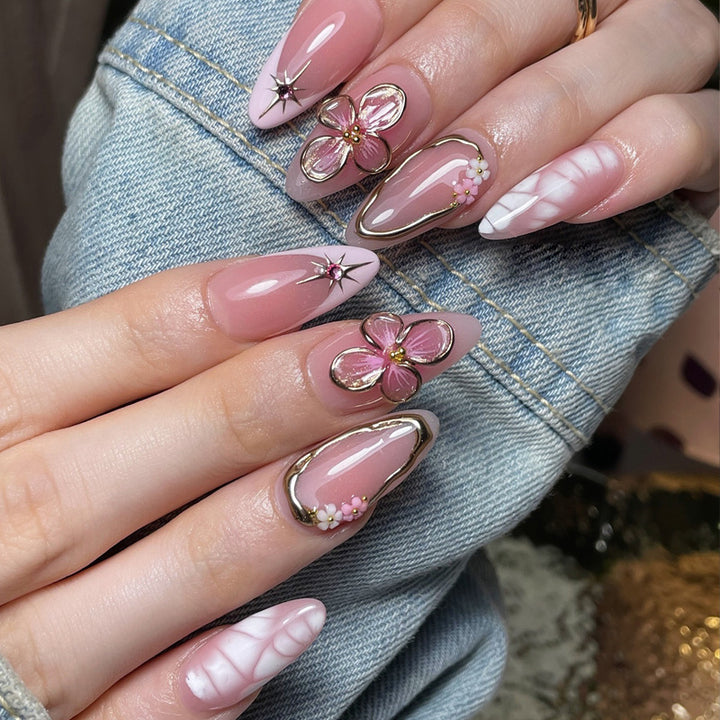 Decorative Floral Press-On Nail Art Set Bowlift