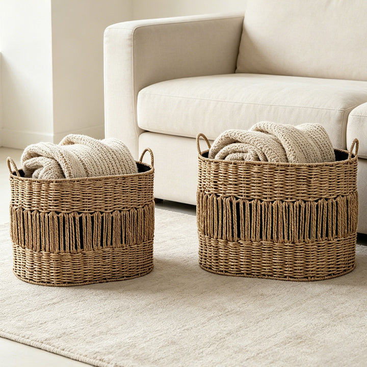 Storage basket with elegant fringe design Bowlift