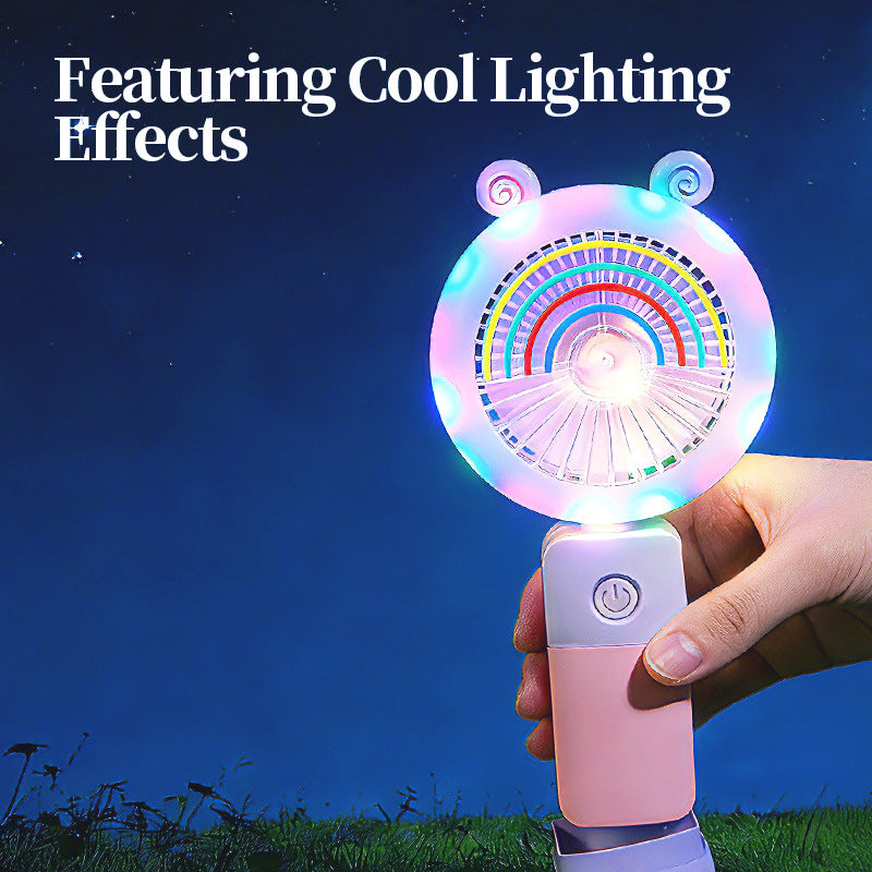Unisex Portable Hand Fan with Colorful LED Light Effects Bowlift