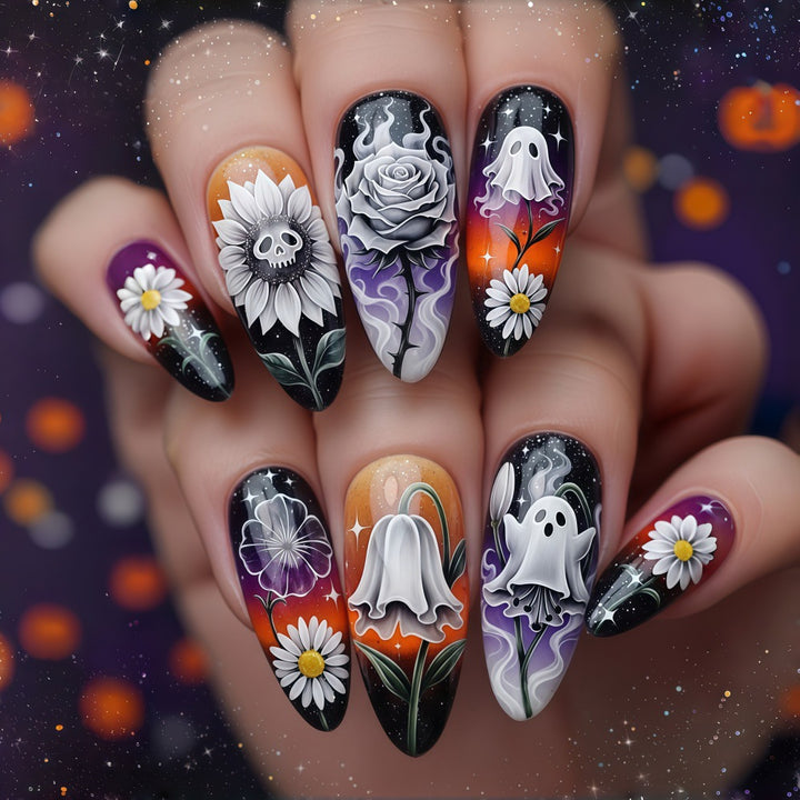Creative artificial nails in spooky Halloween design Bowlift