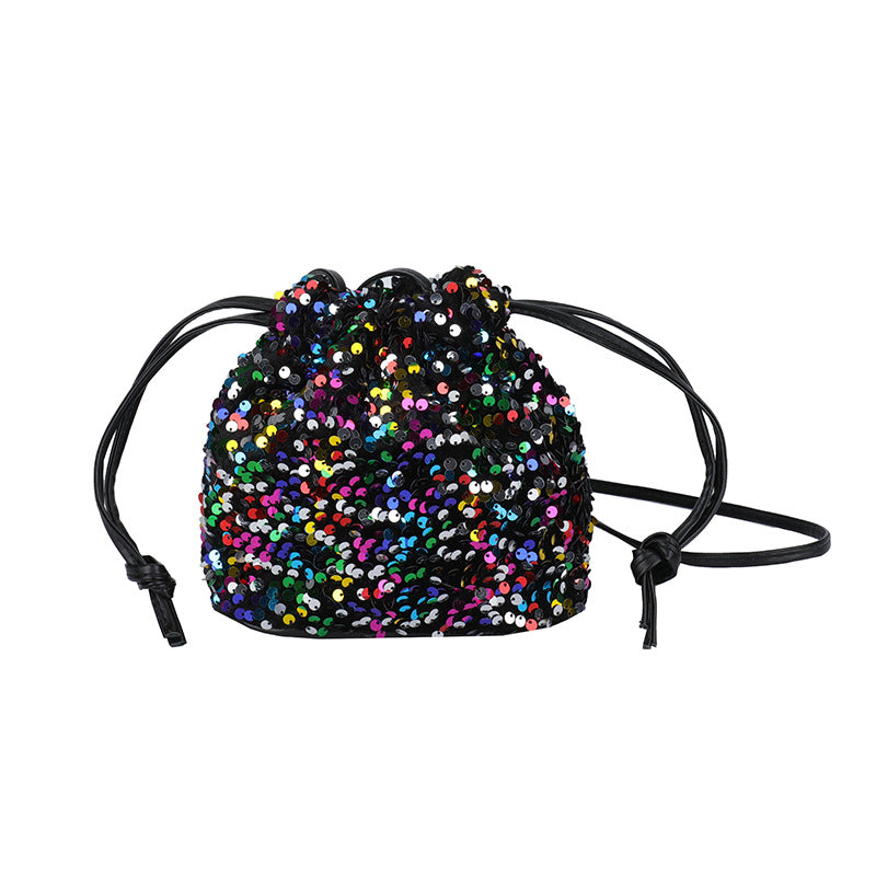 Glittery Sequin Drawstring Mini Bag Bowlift
