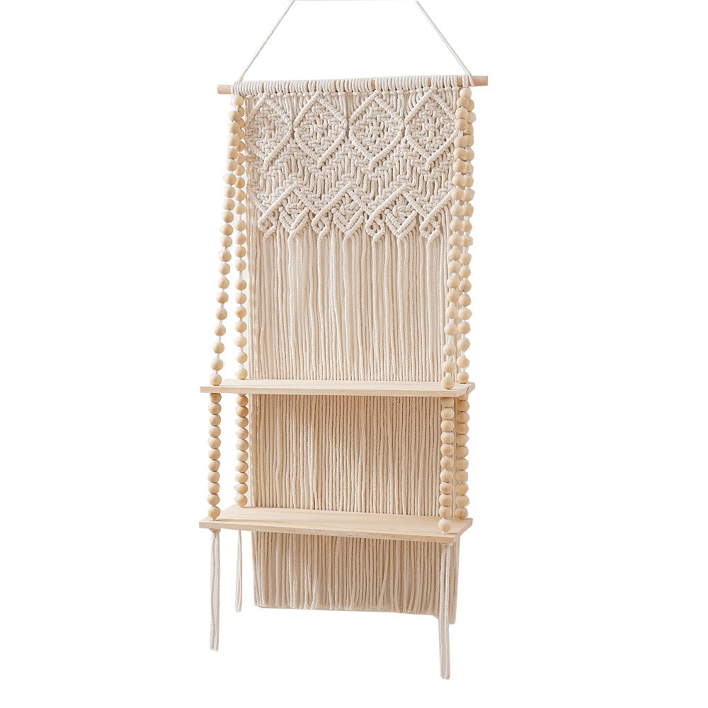 Macrame Wall Shelf with Beaded Accents Bowlift