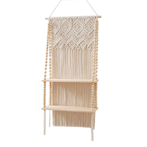 Macrame Wall Shelf with Beaded Accents Bowlift