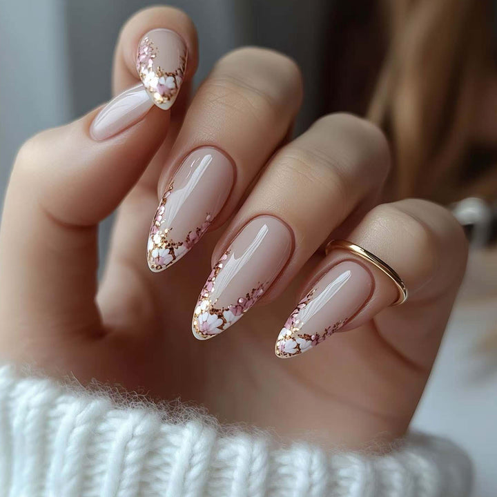 Floral-Embellished Stiletto Press-On Nails Bowlift
