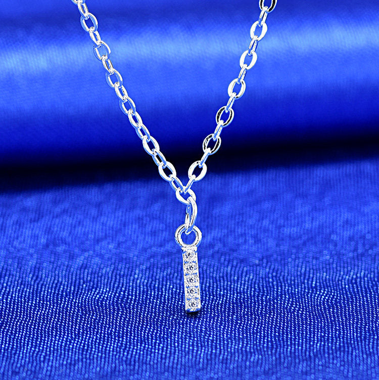 Dainty Pavé Cubic Zirconia Initial A Pendant Necklace Silver-Tone Chain Bowlift
