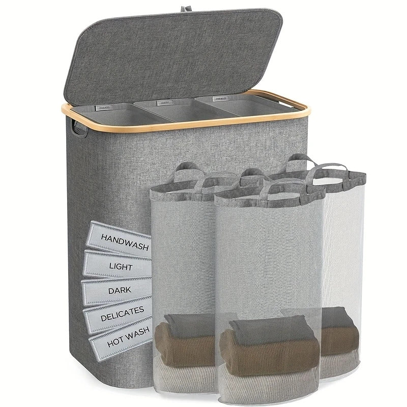 Laundry separation system with bamboo lid Bowlift