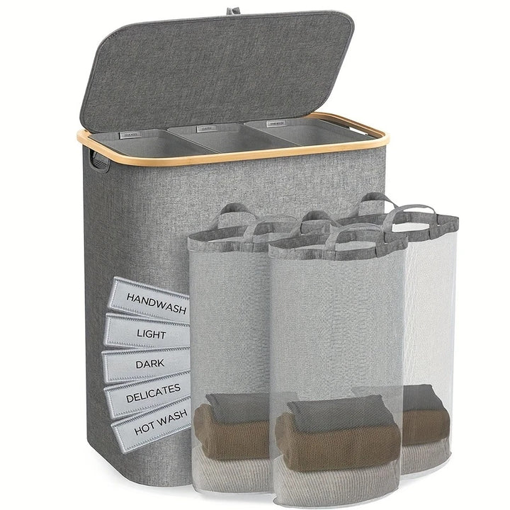 Laundry separation system with bamboo lid Bowlift
