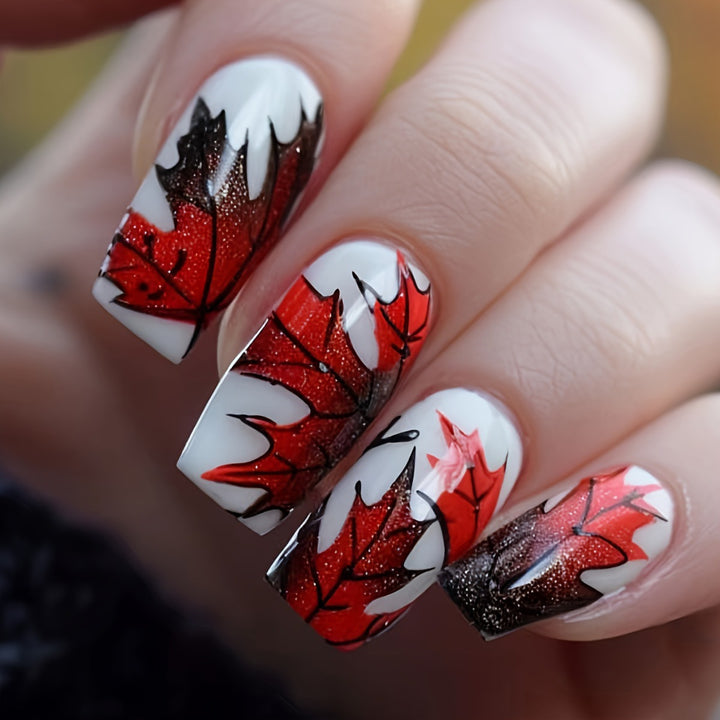 Artistic Autumn Leaf Nail Art Bowlift