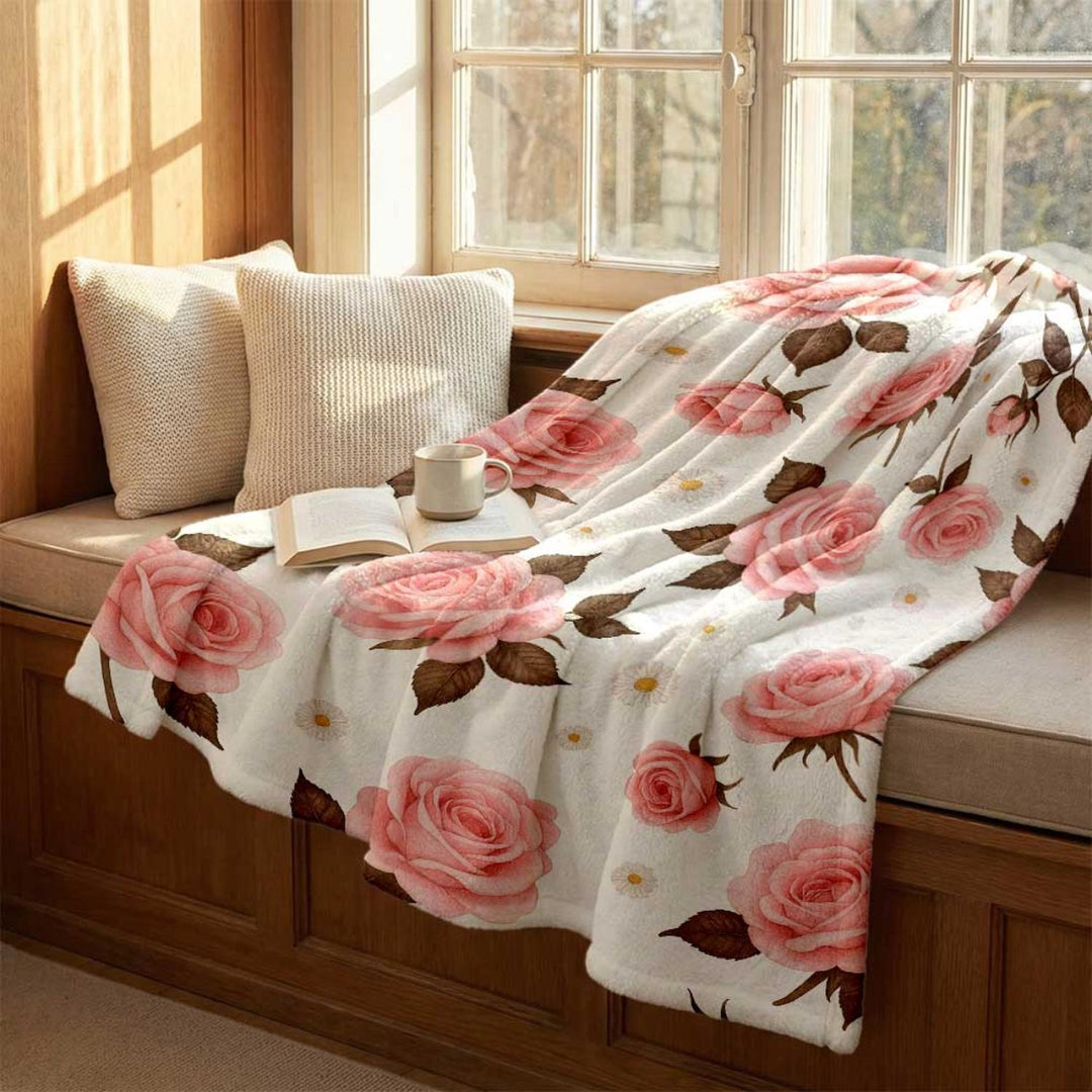 Floral Print Fleece Throw Blanket