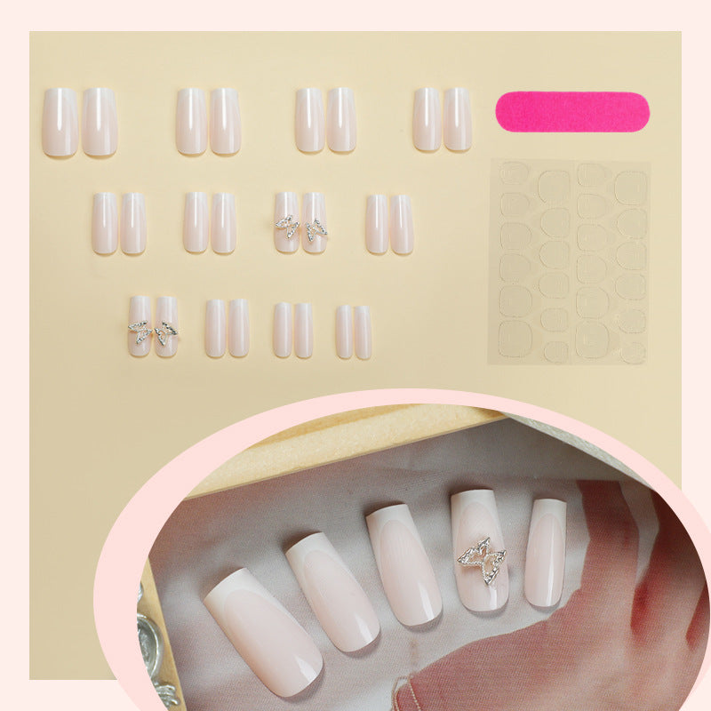 Premium Decorative Press-On Nail Set with Elegant Butterfly Accents Bowlift