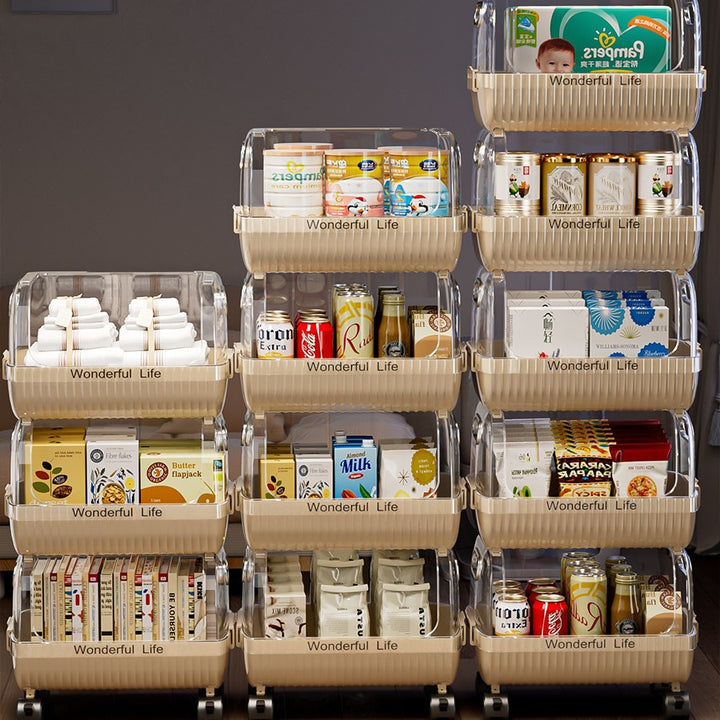 Multi-Tier Storage Organizer with Transparent Baskets Bowlift