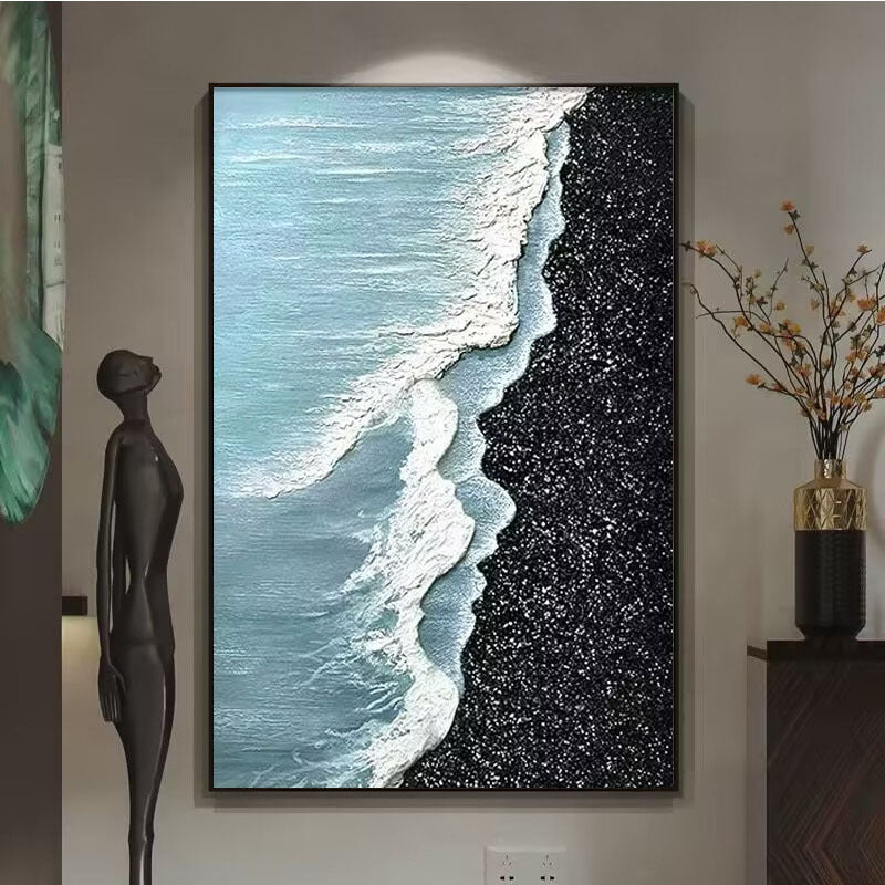 Textured Abstract Ocean Wave Canvas Artwork