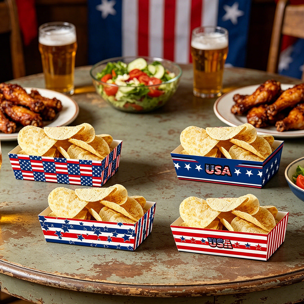 Unisex nan decorative gift boxes made of sturdy cardboard with foldable plug bottom and Americana star-and-stripes pattern Bowlift