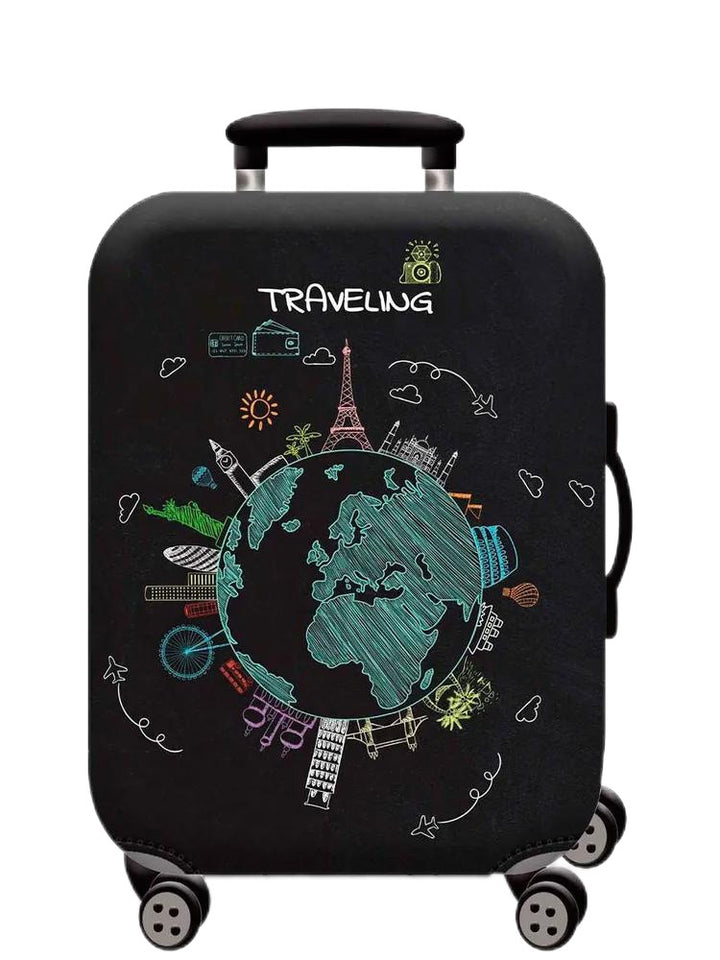 Unisex hard-shell cabin trolley with vintage travel illustration, 360° swivel wheels and telescopic handle Bowlift