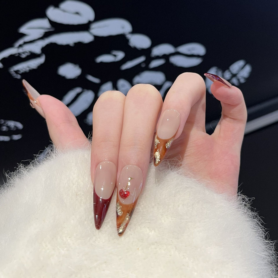 Artistic Floral Design Stiletto Press-On Nail Set Bowlift