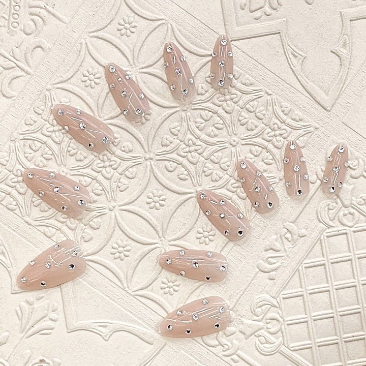 Decorative Stiletto Press-On Nails with Rhinestone Accents Bowlift