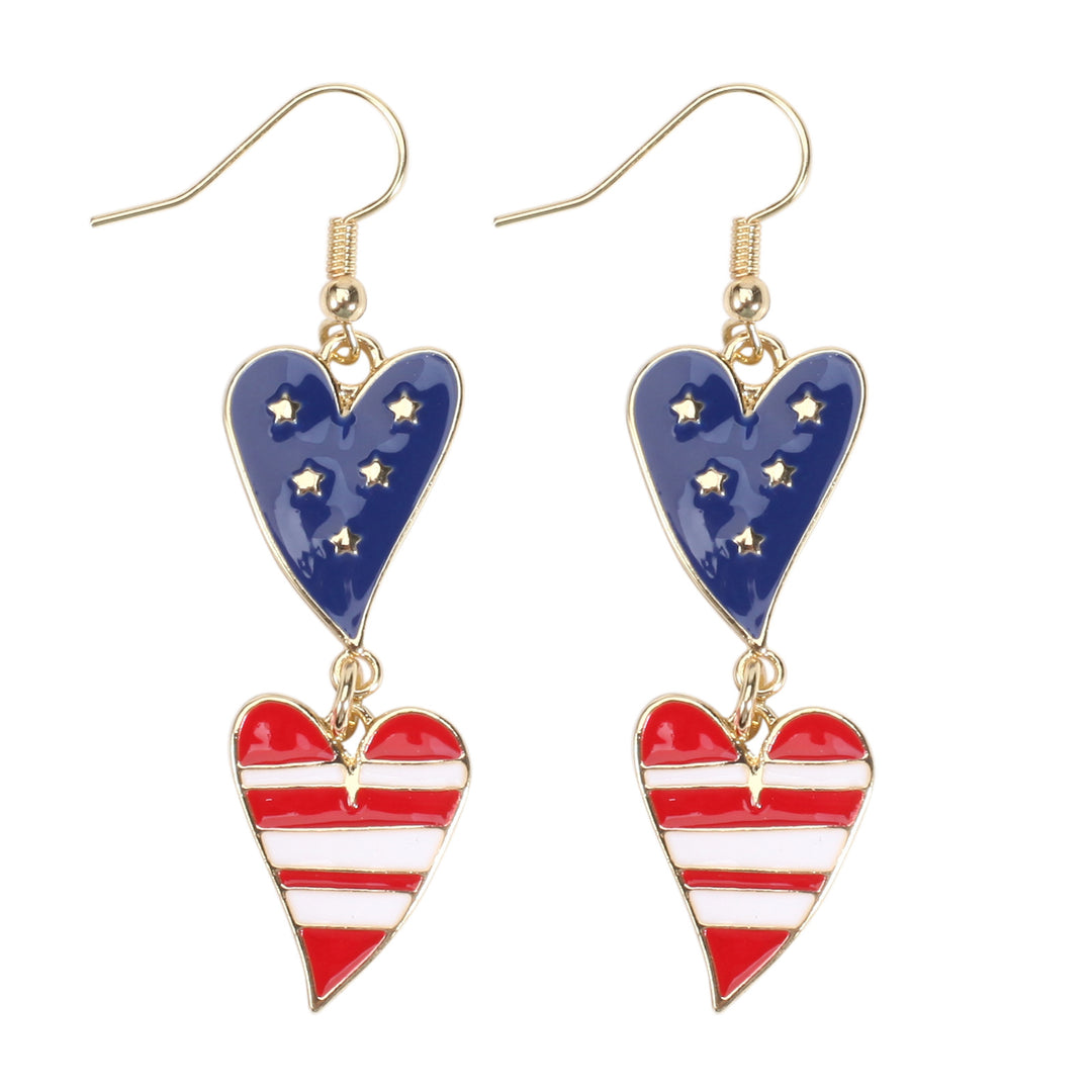 Women's filigree earrings in flag design with crystal stripes and enamel trim Bowlift
