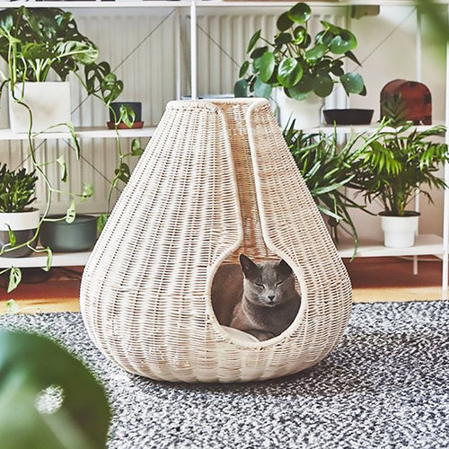Cat cave made of handcrafted natural material Bowlift