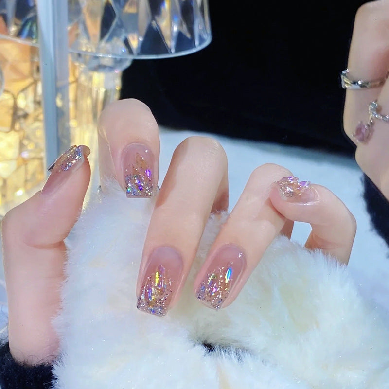 Acrylic nail set with sparkling holographic accents Bowlift