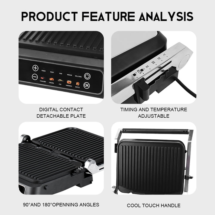 Versatile Electric Grill Press with Adjustable Temperature Control Bowlift