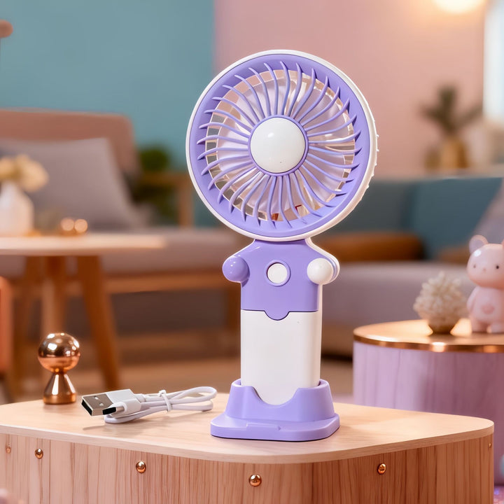 Women's Portable Hand Fan with USB Charging Function and Flexible Tilt Adjustment Bowlift