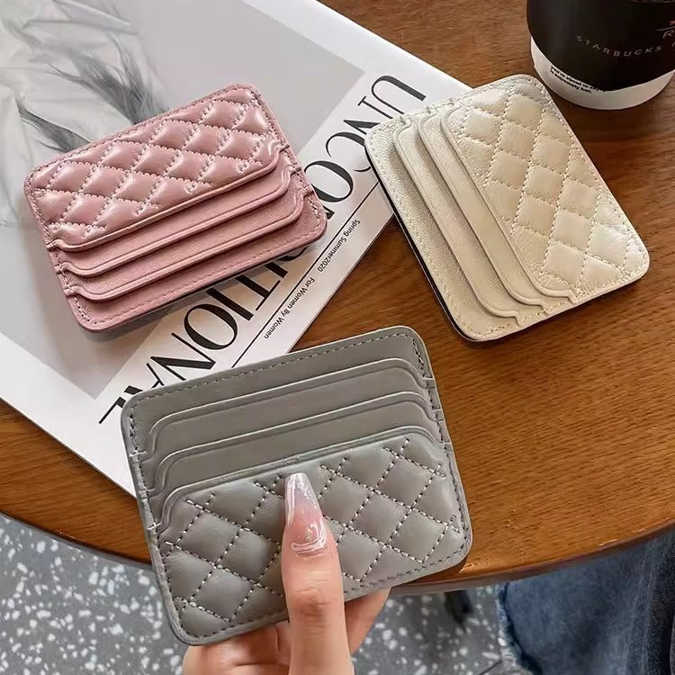 Quilted Leather Slim Card Holder Bowlift