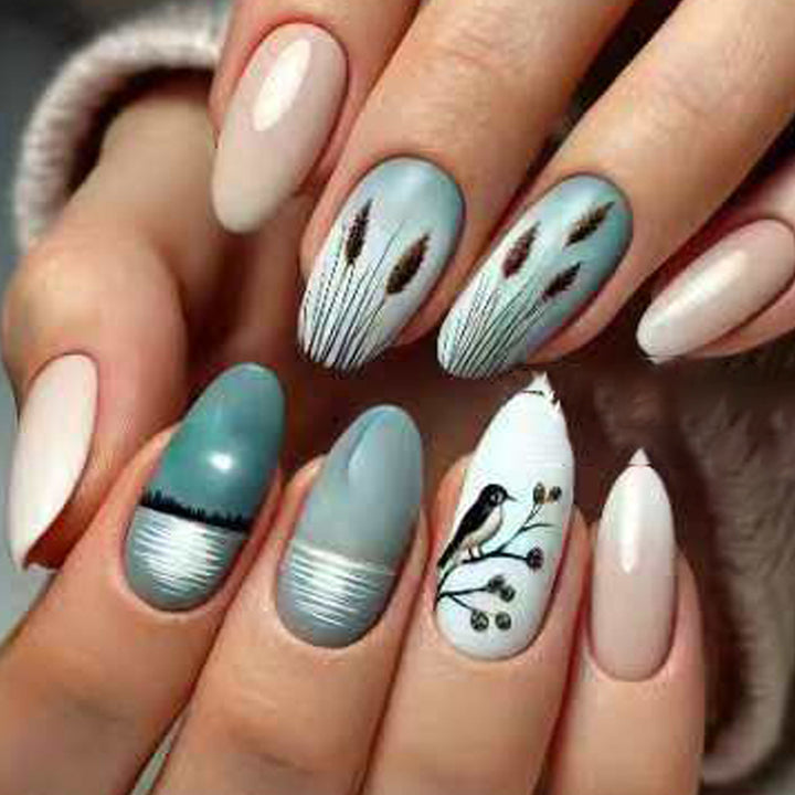Artistic Nature-Inspired Press-On Nails Bowlift