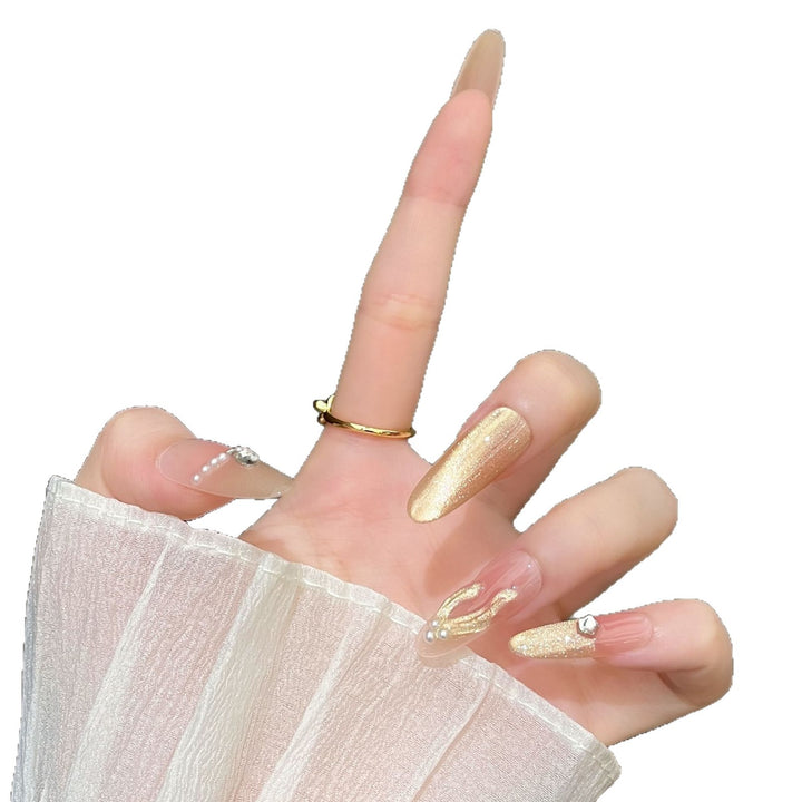 Decorative Crystal-Embellished Press-On Nail Art Bowlift