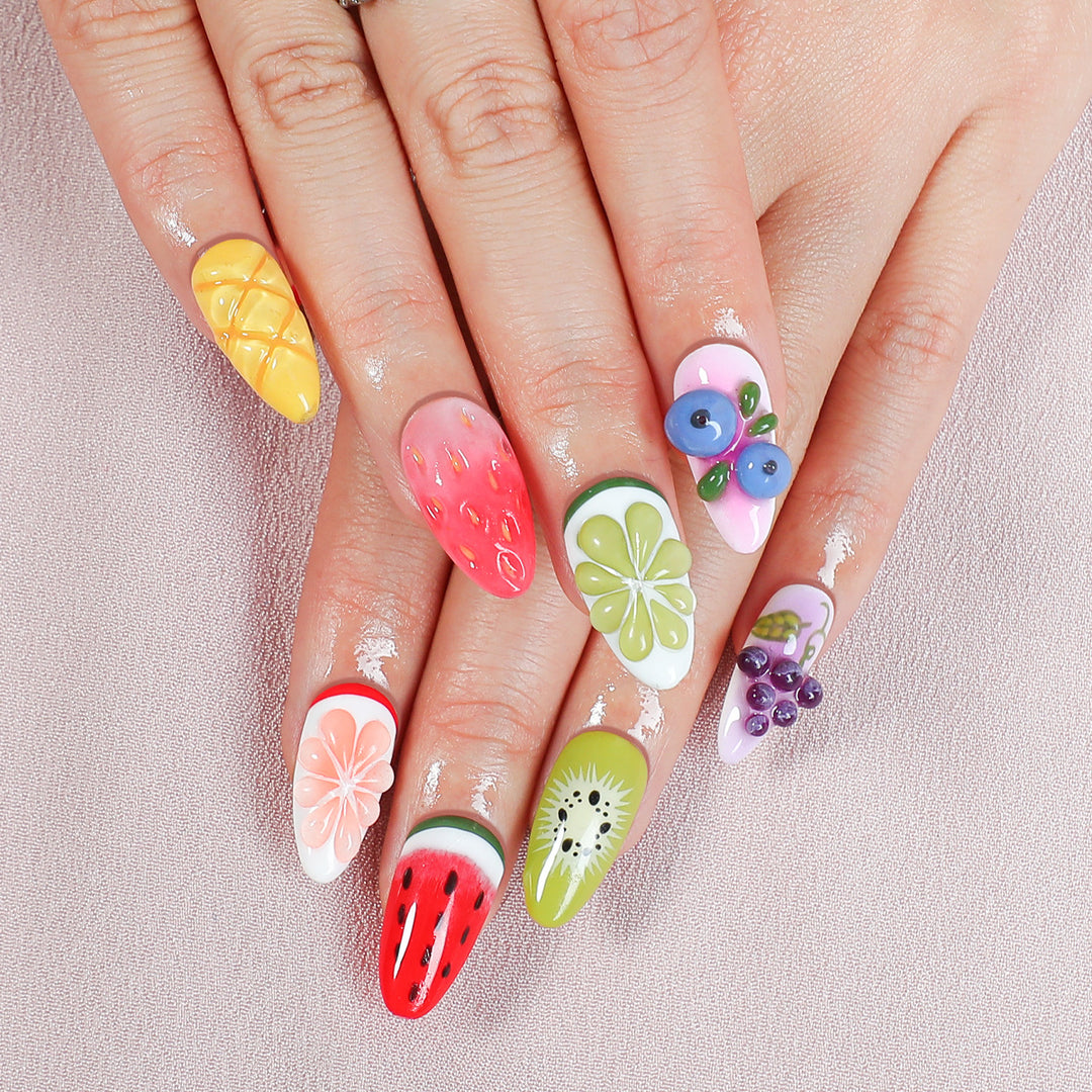 Creative nail art set with colorful fruit designs Bowlift