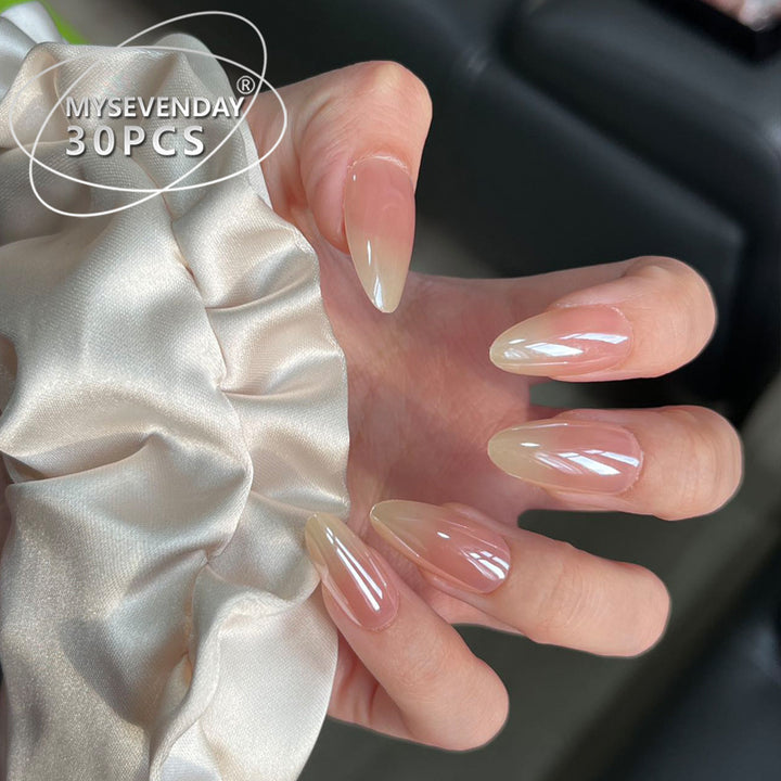 Elegant Stiletto Press-On Nail Set with Natural Ombre Finish Bowlift