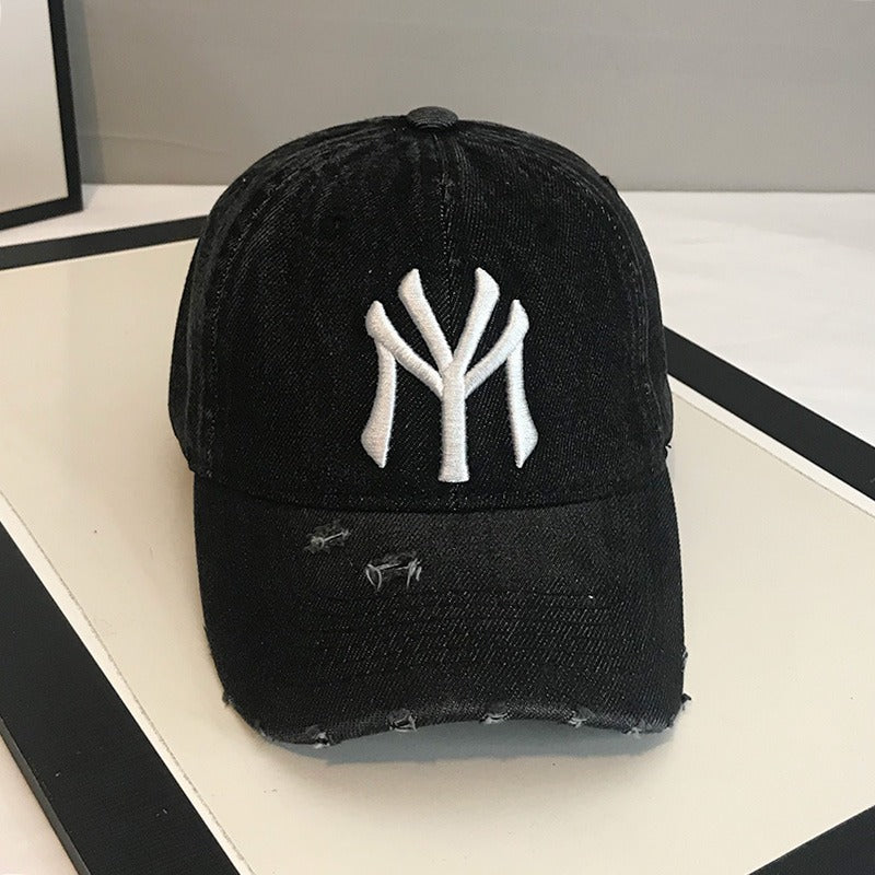 Men's Distressed Denim Baseball Cap Bowlift 1784188165