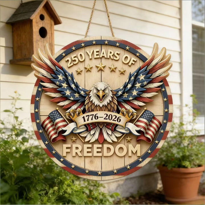 Independence Day layered satin ribbon floral door wreath with jute hanger Bowlift