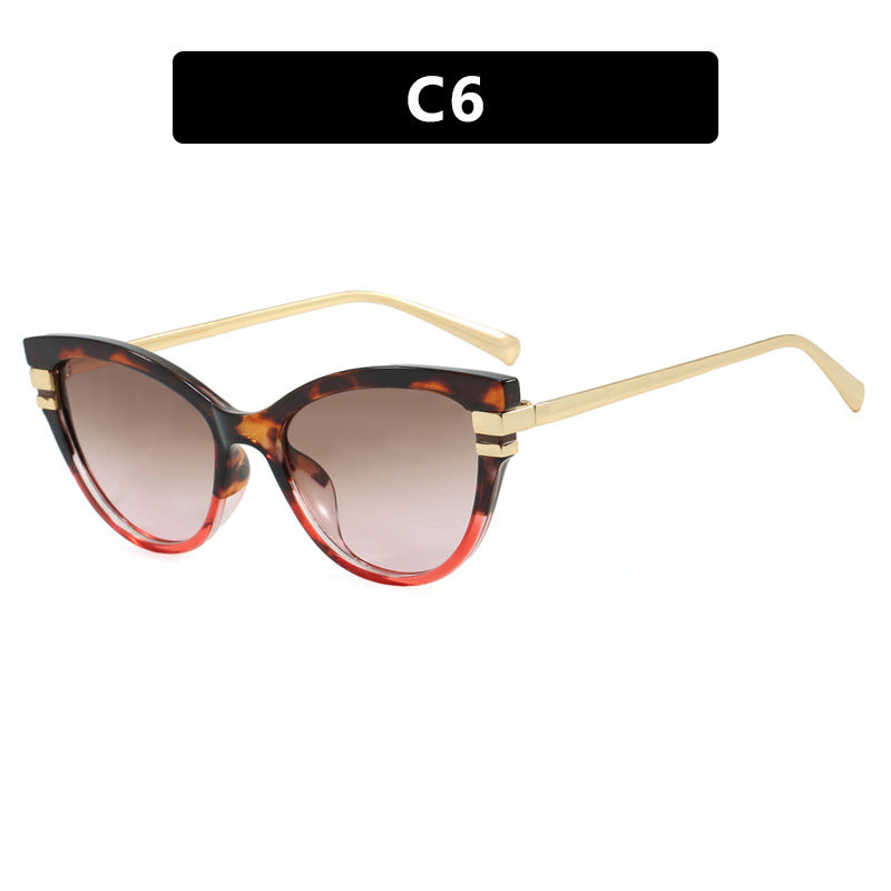 Ladies Cat-Eye Sunglasses with Elegant Metal Accents Bowlift