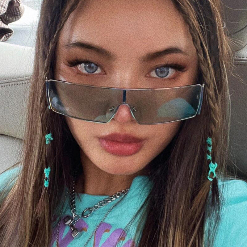 Women geometric sunglasses with futuristic design and durable frame Bowlift