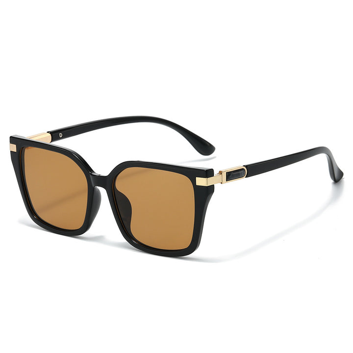 Oversized Square Frame Sunglasses with Gold Accents Bowlift