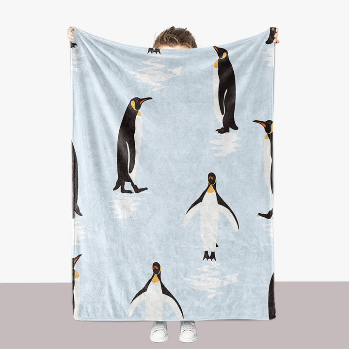 Penguin-Themed Plush Throw Blanket