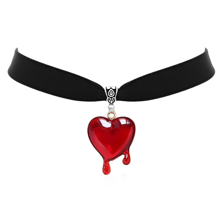 Velvet Choker Necklace with Dripping Heart Pendant Bowlift