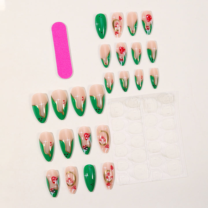 Artistic Stiletto Nail Art Extensions with Floral Accents Bowlift
