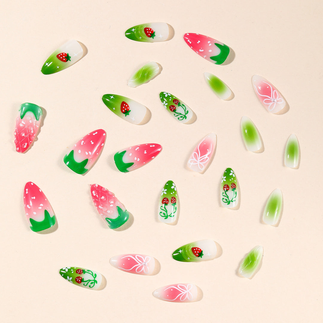Creative Strawberry-Inspired Nail Art Set Bowlift