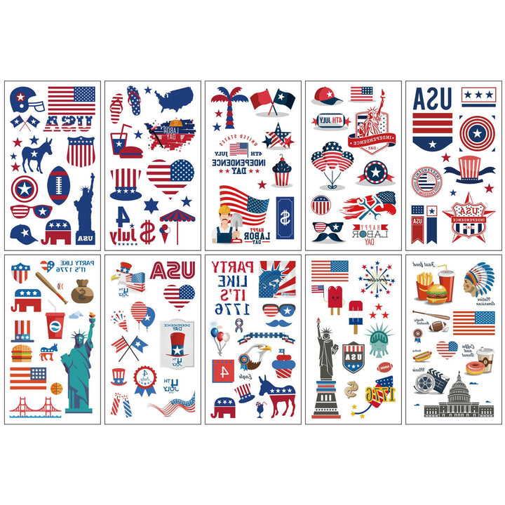 Unisex nan patriotic multiple sticker sheets with USA symbols and self-adhesive vinyl Bowlift