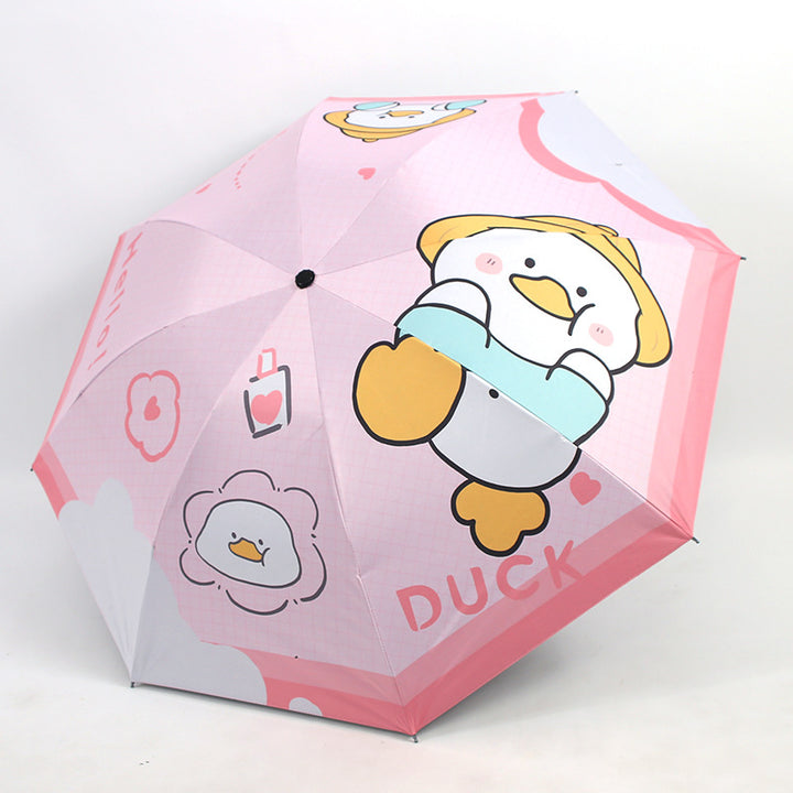 Ladies Folding Umbrella with Cute Animal Design Bowlift