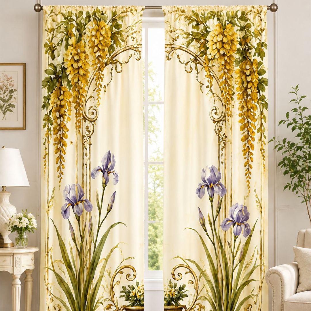 Floral Patterned Window Curtains