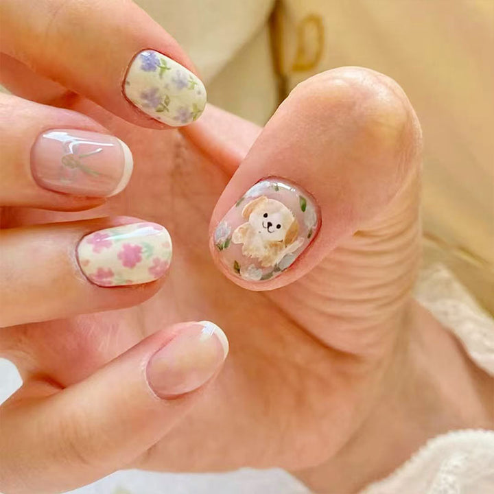 Artistic Cat-Themed Press-On Nail Art Set Bowlift