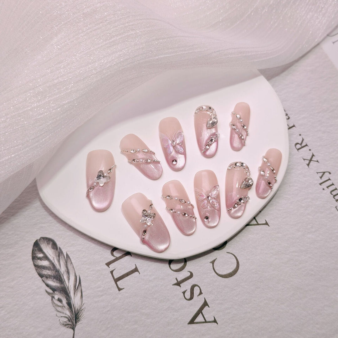 Elegant French Tip Press-On Nails Bowlift