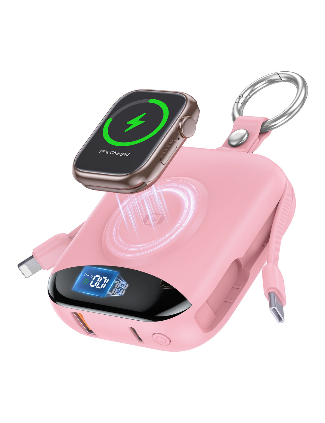 Portable inductive charger with integrated battery and LCD display Bowlift