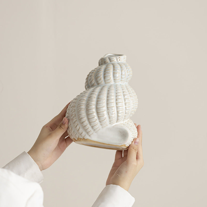 Decorative Shell-Shaped Ceramic Vase