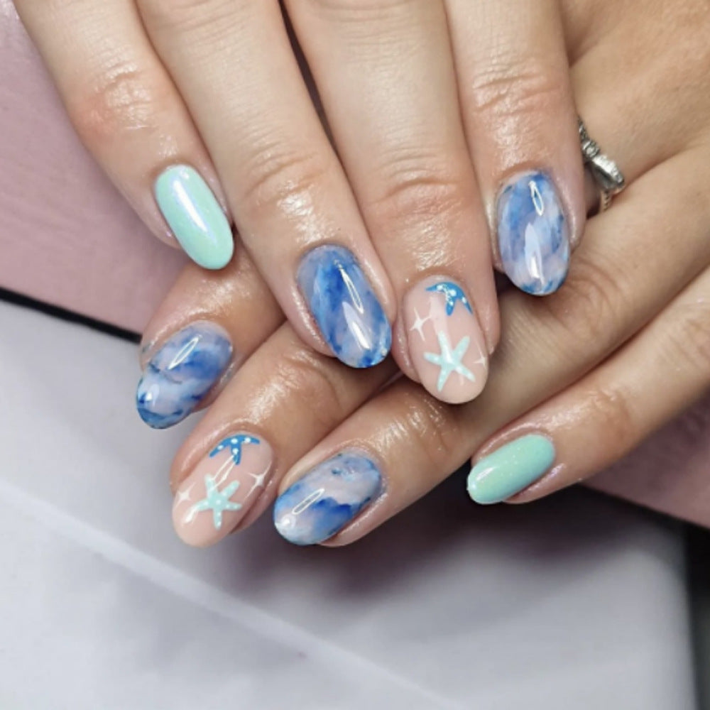 Artistic Ocean-Themed Press-On Nails Bowlift